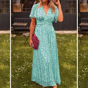 Elegant Floral Blue Maxi Dress - brand new, tags in place